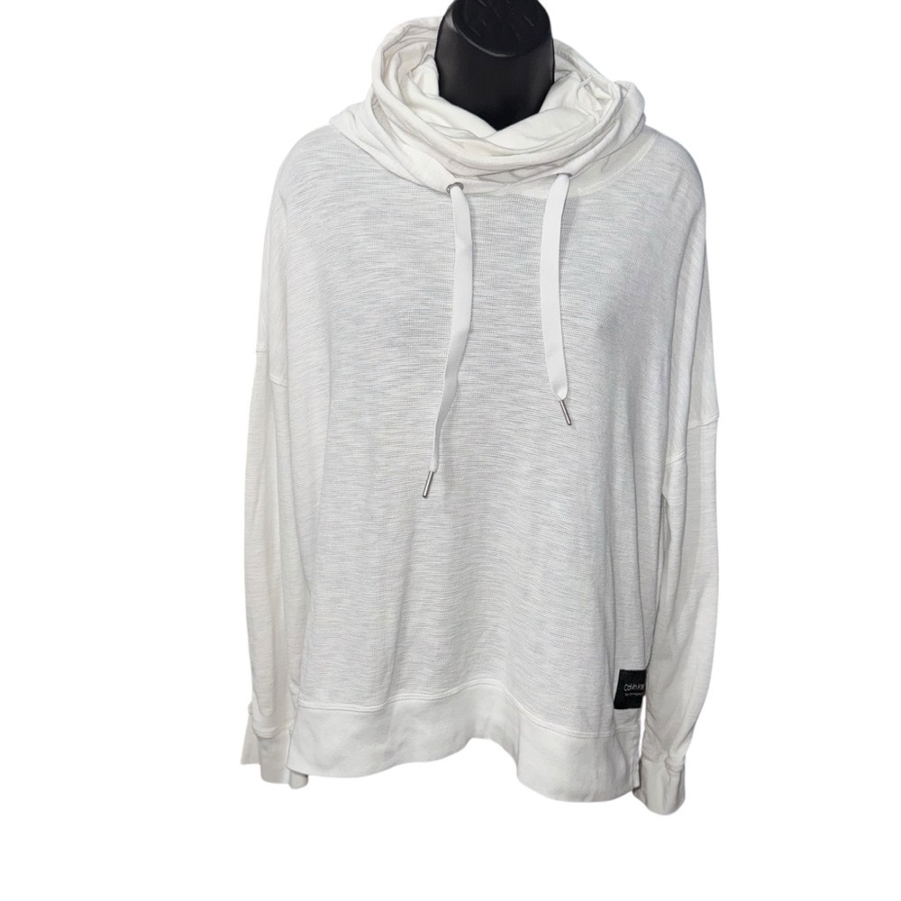 Calvin Klein Performance Women’s White Cowl Neck Hoodie Size Large - Picture 1 of 8